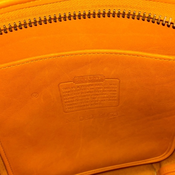 VINTAGE COACH DUFFLE SAC BUCKET SOULDER BAG PURSE Yellow Leather #9953 - Picture 7 of 13